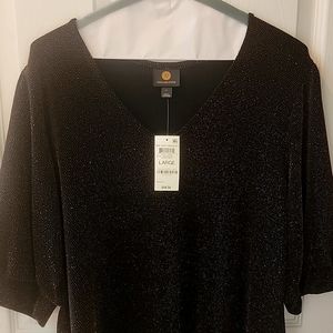 Women's blouse JM Collection, color black & gold.